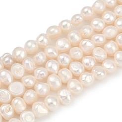 天然養殖淡水パールビーズ連売り  研磨両側  グレード4 A  リネン  7~8mm  穴：0.7mm  約47~49個/連  13.19''~13.58''（33.5~34.5センチメートル）&nbsp;PEAR-P064-20B-05A