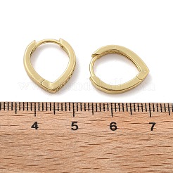真鍮マイクロペーブクリアキュービックジルコニアハギーフープピアス  ティアドロップ  18KGP本金メッキ  16x14x2.5~2.7mm  ピン：1mm&nbsp;EJEW-A058-26G