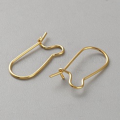 真鍮フープピアスパーツ  uの形状  18KGP本金メッキ  19x9.5x4mm  ピン：0.8mm&nbsp;LS-DIY-WH0888-394A-01