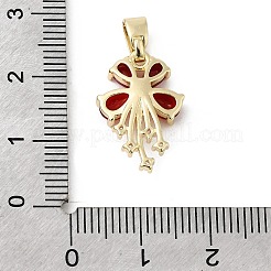 真鍮製マイクロパヴェキュービックジルコニアペンダント  花  ゴールドカラー  ミックスカラー  19x13x4mm  穴：5x2.8mm&nbsp;KK-C141-09G