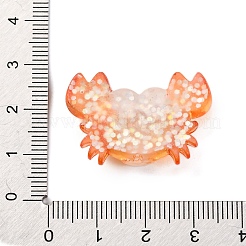 海洋生物をテーマにした樹脂カボション  グリッターパウダー付き  カニ  20.5x30.5x7.5mm&nbsp;RESI-Q010-01A