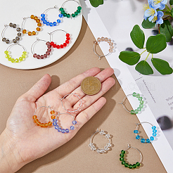 16 個 16 色のファセットガラスビーズワイングラスチャーム  真鍮パーツ  ロンデル  ミックスカラー  33mm  1pc /カラー&nbsp;AJEW-AB00065