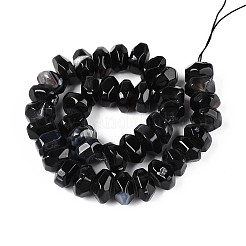 天然石瑪瑙ビーズ連売り  染め  多面カット  ロンデル  ブラック  11~18x11~18x8~10mm  穴：1.2mm  約40~41個/連  14.57~14.96インチ（37~38cm）&nbsp;G-N356-01A-01