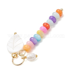 Natural Freshwater Shell Dyed Rondelle Beaded Pendants&nbsp;PALLOY-JF04742