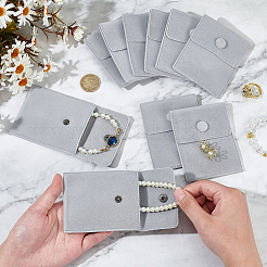 ベルベットのバッグ  鉄のスナップボタン付き  ジュエリーポーチバッグ  ギフトバッグ  濃いグレー  9.5x7.5cm&nbsp;TP-WH0005-01E