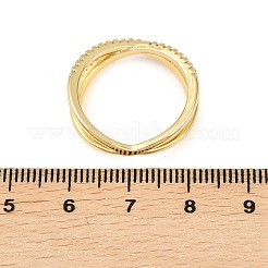 真鍮製マイクロパヴェキュービックジルコニア指輪指輪  クロスリングを縦横に  18KGP本金メッキ  7mm  内径：18.4mm&nbsp;RJEW-D340-01G-04