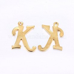 ステンレスペンダント201個  文字L  ゴールドカラー  文字.k  15x12x1mm  穴：1mm&nbsp;STAS-O098-03G-K