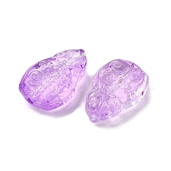 ガラスビーズ  花のついた涙型  ライラック  16x10.5x5.5mm  穴：1mm&nbsp;GLAA-D303-07F