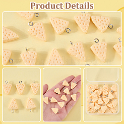 40個のレジンペンダント  プラチナアイアンペグベイル付き  模造食品  チーズ  ナバホホワイト  20x13.5x5mm  穴：2mm&nbsp;RESI-SC0006-88