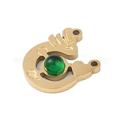 イオンプレーティング（IP）304ステンレスペンダント  ガラスと  ドラゴン  ゴールドカラー  15x13x4mm  穴：1mm&nbsp;STAS-C108-13G