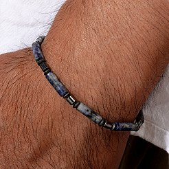Natural Blue Spot Jasper Beads Stretch Bracelets for Men&nbsp;GQ6598
