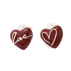 Brass Enamel Stud Earrings&nbsp;EJEW-P301-13G