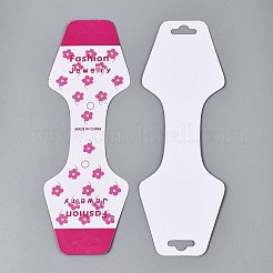 厚紙紙のジュエリーディスプレイカードを折りたたんでネックレスとブレスレットを保管します  花と台形  カメリア  16.9x5.7x0.02cm  穴：7x18mm&nbsp;CDIS-N004-02