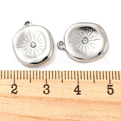 304ステンレスペンダント  ラインストーン付き  太陽とフラットラウンド  ステンレス鋼色  16.5x13x2.5mm  穴：1.4mm&nbsp;STAS-L022-151P