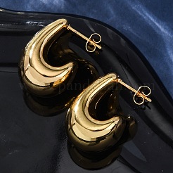 J-Shaped 304 Stainless Steel Stud Earrings&nbsp;EJEW-A125-25G