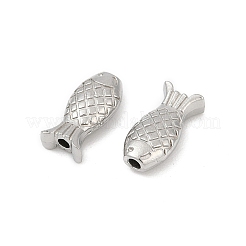 304ステンレススチールビーズ  魚  ステンレス鋼色  4.5x9x2.5mm  穴：1mm&nbsp;STAS-Q358-02P