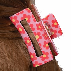 12Pcs 6 Colors Flower Pattern PVC Plastic Claw Hair Clips&nbsp;OHAR-CC0001-01