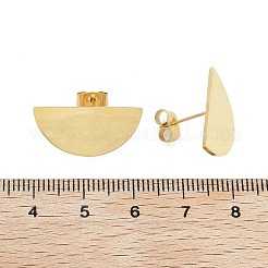 304ステンレススチールスタッドピアスファインディング  18KGP本金メッキ  半円  10.5x21.5mm  穴：4mm  ピン：0.5mm&nbsp;STAS-Z091-01G-01