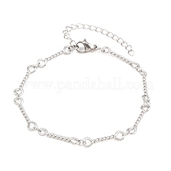 304 Stainless Steel Twisted Rope Link Chain Bracelets for Women&nbsp;BJEW-A160-09P