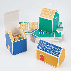32Pcs 4 Styles House Shaped Cardboard Paper Foldable Gift Boxes&nbsp;CON-NB0002-23