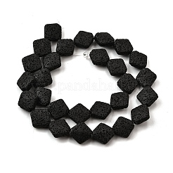 染色された天然溶岩石ビーズ連売り  菱形  ブラック  14~14.5x14~14.5x5~6mm  穴：1.2mm  約28個/連  15.55''（39.5センチメートル）&nbsp;G-A264-A03-01B