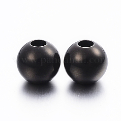 304ステンレススチールヨーロピアンビーズ  大穴ビーズ  ラウンド  イオンプレーティング（ip）  電気泳動黒  12x11mm  穴：5mm.&nbsp;STAS-H370-02B-02-01