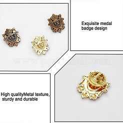 12Pcs 3 Colors Alloy Shield Crown Brooch Pin&nbsp;JEWB-CA0001-17