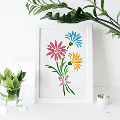 ペット中空描画絵画ステンシル 1 セット  DIYスクラップブック用  フォトアルバム  アートペイントブラシ1本付き  花  300x300mm  3スタイル  1個/スタイル  3pc&nbsp;DIY-MA0006-48
