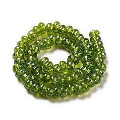 透明ガラスビーズ連売り  ロンデル  オリーブドラブ  9~10x4.5~5mm  穴：2.5~3mm  約68~71個/連  14.17~16.14インチ（36~41cm）&nbsp;LAMP-G156-20N