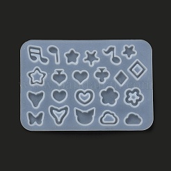 Diy スター/ハート/花/音符シェーカー フィラー シリコン流砂金型  レジン型  UVレジン用  エポキシ樹脂工芸品作り  混合模様  87x60x3.5mm  内径：6~12x6.5~12mm&nbsp;DIY-G079-03B