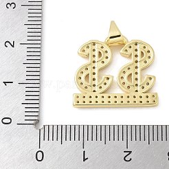 真鍮製マイクロパヴェキュービックジルコニアペンダント  鉛フリー＆カドミウムフリー  長持ちメッキ  18KGP本金メッキ  18x20x2mm  穴：4.5x3.5mm&nbsp;KK-K298-41G