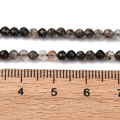 天然石ブラックルチルクォーツビーズ連売り  多面カット  ラウンド  3.16~3.37x2~2.5mm  穴：0.7mm  約130個/連  14.96''（38センチメートル）&nbsp;G-RM250104-C3