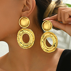 Vintage French Style Hollow Oval Brass Dangle Stud Earrings&nbsp;CE9970