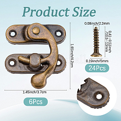 6Pcs Iron Latch Hook Hasp Horn Lock with 24Pcs Screws&nbsp;IFIN-CP0003-01AB