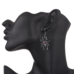 Alloy Rhinestone Spider Dangle Earrings&nbsp;EJEW-JE06655-01