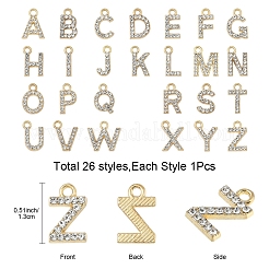 26Pcs 26 Styles Golden Tone Alloy Rhinestone Pendants&nbsp;FIND-FS0003-26