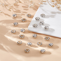 チベット風合金ヨーロピアンビーズ20個  大穴ビーズ  ロンデル  アンティークシルバー  10x7mm  穴：5mm&nbsp;FIND-LP0002-05