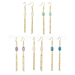 女性用304ステンレススチール製ドロップタッセルイヤリング  宝石付き  304ステンレススチールイヤリング金具  ゴールドカラー  83x6mm&nbsp;EJEW-JE07184