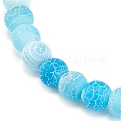 Natural Weathered Agate(Dyed) Round Beaded Stretch Bracelet&nbsp;BJEW-JB08363-03