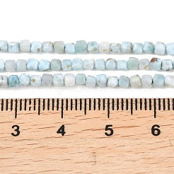 天然石ラリマービーズ連売り  ファセットテーブルカットキューブ  グレードAA  2~2.5x2~2.5x2mm  穴：0.5mm  約188個/連  15.67''（39.8センチメートル）&nbsp;G-F803-C01-03A