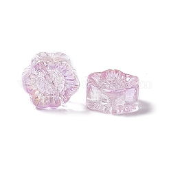 電気メッキガラスビーズ  金箔  ヒマワリ  ジュエリー作りのための  蘭  12.5x11.5x6mm  穴：1mm&nbsp;LS-GLAA-G090-01E