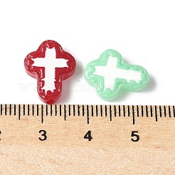 焼き絵の具、ガラス、エナメル、ビーズ  手描きのビーズ  クロス  ミックスカラー  14.5x11.5x4mm  穴：1mm&nbsp;BLOW-D300-06A