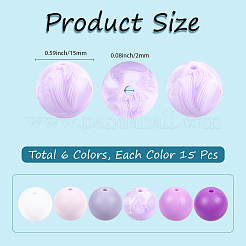 90Pcs 6 Colors Silicone Beads&nbsp;SIL-PA0001-07B