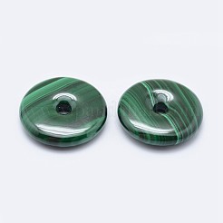 天然石マラカイトペンダント  ドーナツ/円盤  25x4~5.5mm  穴：4~6mm  ドーナツ幅：9.5~11.5mm&nbsp;G-F571-10-25mm