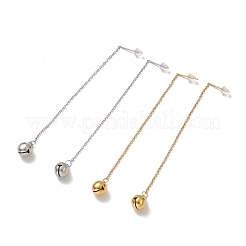 PVD Vacuum Plating 304 Stainless Steel Long Chain with Small Bell Dangle Stud Earrings for Women&nbsp;EJEW-A068-01G