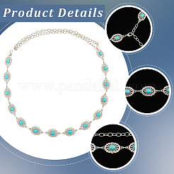 1Pc Alloy with Resin Imitation Turquoise Oval Link Chain Belts&nbsp;AJEW-CY0001-79B