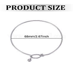 304ステンレススチールバングル1個  ステンレス鋼色  内径：2-5/8インチ（6.8cm）&nbsp;BJEW-LP0003-11