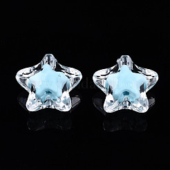 透明なアクリルビーズ  二層ビーズ  スター  ミックスカラー  19x20x11mm  穴：3mm&nbsp;X-TACR-N011-001C-01