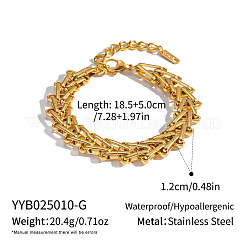 ヴィンテージスタイルの304ステンレススチール製トライアングルV字リンクチェーンブレスレット（女性用）  18KGP本金メッキ  7-1/4インチ（18.5cm）&nbsp;JI3504-3