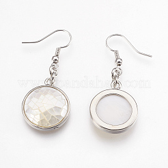 Natural White Shell Dangle Earrings&nbsp;EJEW-F162-C03